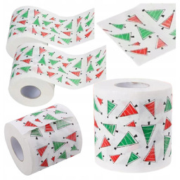 ŚWIĄTECZNY PAPIER TOALETOWY KOLOROWE CHOINKI NA PREZENT OZDOBA