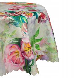 Okrągły obrus plamoodporny śr.120 cm Tulipany koło