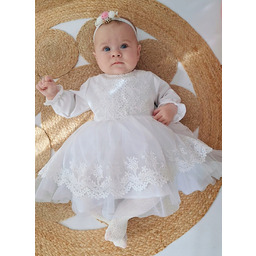 Biała sukienka do chrztu na chrzest tiulowa