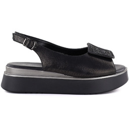 Sandały damskie na grubej platformie czarne Potocki SZ12590