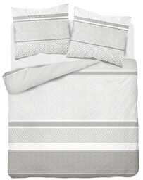 Pościel flanelowa 220x200 beżowa pasy ornamenty Flanela 23