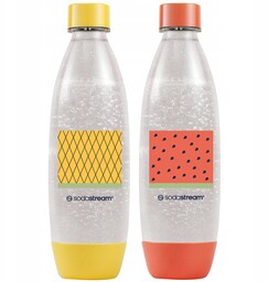 Komplet 1 litrowe butelki Sodastream pomarańczowa żółta wzór