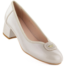 Czółenka damskie półbuty na klocku beżowe Potocki SZ12788