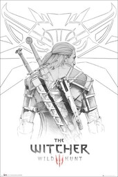 Wiedźmin Geralt Witcher Szkic - plakat