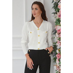 Sweterek na guziki złote kwiatuszki kremowy Orchid