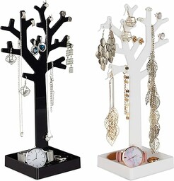 Relaxdays, 2-częściowy stojak na biżuterię w kształcie drzewka,