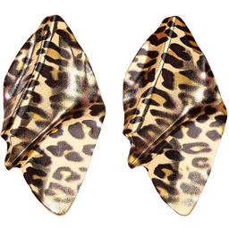 Kolczyki nowoczesne duże owale dwustronne liście w panterki