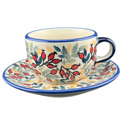 Filiżanka ze spodkiem 180 ml Dzika róża dek.