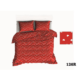 Karo Pościel bawełniana 150x200 R126 czerwona serca serduszka