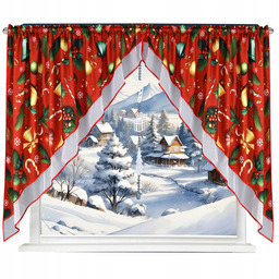 Zasłona Firana Gotowa Boże Narodzenie Taśma Do Kuchni