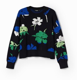Sweter oversize w kwiaty