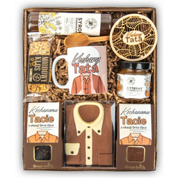 Kosz prezentowy dla taty prezent kubek, czekolada przetwory