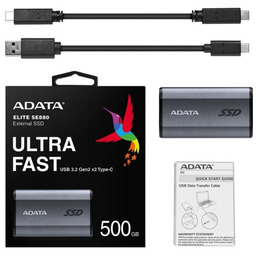 ADATA Dysk zewnętrzny SSD Elite SE880 500GB Szary