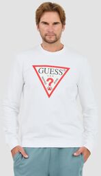 GUESS Biała męska bluza Audley Cn Fleece