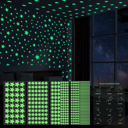 521 szt ŚWIECĄCE GWIAZDKI NAKLEJKI FLUORESCENCYJNE SUFIT ŚCIANA