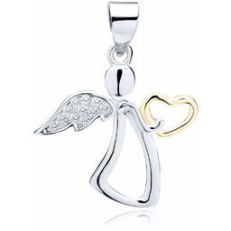 Rodowany srebrny wisior wisiorek anioł aniołek angel cyrkonia