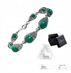 Bransoletka srebro pr. 925 Elegancka Bransoletka z Malachitem