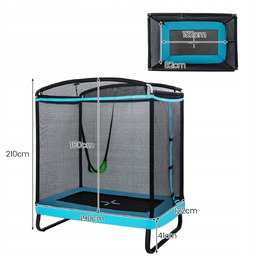 Prostokątna Trampolina Dla Dzieci 2W1 Z Huśtawką