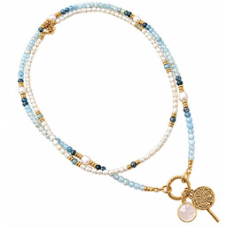 Pakamera AMALFI ROSE - dwa naszyjniki- Akwamaryn