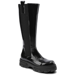 Czarne Kozaki Damskie Nessi Modne Skórzane Buty