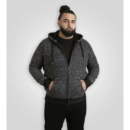 Duży Sweter Męski Czarny z Kapturem FAREHAM-D555