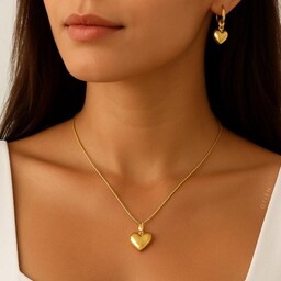 Komplet damski złoty elegancki serduszka ze stali chirurgicznej