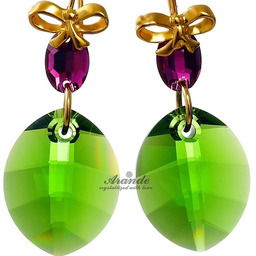 Nowe Kryształy Kolczyki Green Sweet Złote Srebro