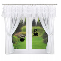 Firana gotowa do kuchni z falbanami i ażurowymi