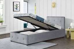 Łóżko tapicerowane z pojemnikiem BELLA 90x200 Welur Szary