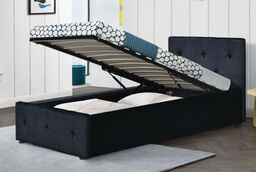 Łóżko tapicerowane z pojemnikiem BELLA 90x200 Welur Czarny