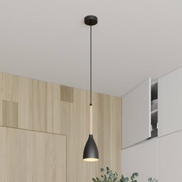 Luminex Żyrandol Muza, czarny/jasne drewno, Ø 11 cm
