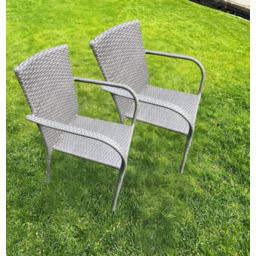 Komplet 2 krzeseł ogrodowych SOTTILE szary technorattan