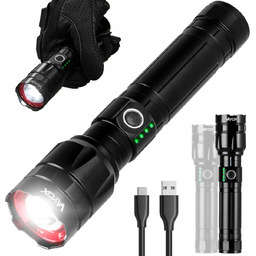 Latarka Led Taktyczna Akumulatorowa Wojskowa Zoom 30W Usb-C