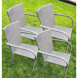 Zestaw 4 krzeseł tarasowych SOTTILE szary technorattan