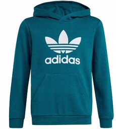 Adidas bluza dziecięca kangurka z kapturem morska zieleń