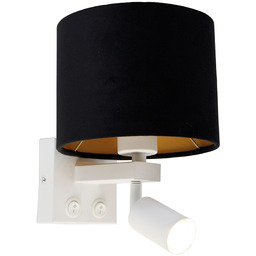 Lampa ścienna biała z lampką do czytania