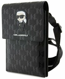 Torebka na telefon KARL LAGERFELD Saffiano Monogram Czarny