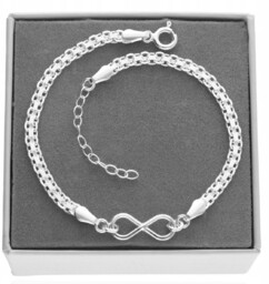 Srebrna szeroka bransoletka nieskończoność infinit