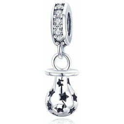 Rodowany srebrny charms beads dziecięcy niemowlęcy smoczek srebro