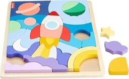Fisher-Price Drewniane puzzle  kosmos Układanka z klockami,