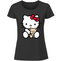 Damska koszulka z nadrukiem - Hello kitty czarny