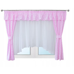 Firana dziecięca Komplet różowe grochy dziewczynka