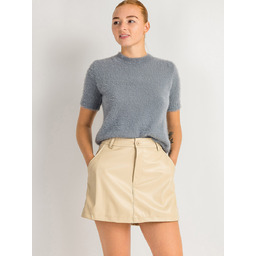 Spódnico - spodenki z imitacji skóry beżowy L