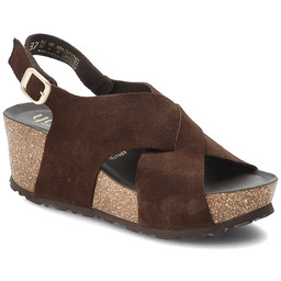 Yokono Sandały damskie, cholewka ze skóry naturalnej zamszowej