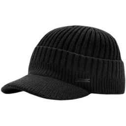 Jesienno-zimowa Czapka z Daszkiem - Dzianina Akrylowa -