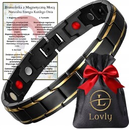 MOCNA Czarna Zdrowotna Bransoletka MĘSKA MAGNETYCZNA ORYGINAŁ