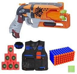 Zestaw Pistolet Nerf Zombie Strike Hammershot +opaska +kamizelka