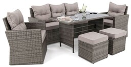 Zestaw mebli ogrodowych MONAKO szary, technorattan - poduszki