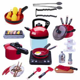 Mała Kuchnia -płyta Grzewcza, Garnki, Patelnia,czajnik 36 Elementów