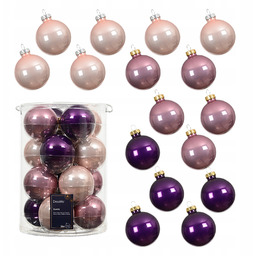Szklane Duże Bombki Choinkowe Gładkie Różowo-figowe 8 cm